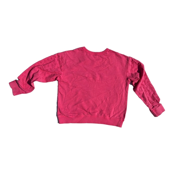 Gymboree Girls XL 14 "One of a Kind" Dyed Pink Sweatshirt w/ Eyelet Sleeves - Picture 3 of 8